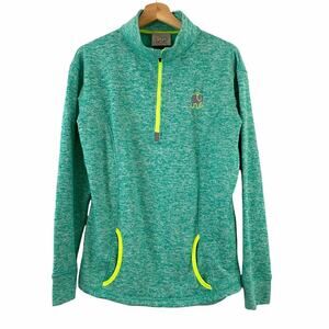 Ivory Ella Size L Green Quarter Zip Athletic Sweatshirt with Front Pockets